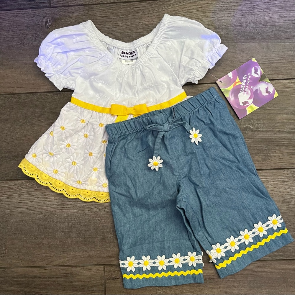 Blueberi Boulevard Daisy Shirt and Crop Pant Set